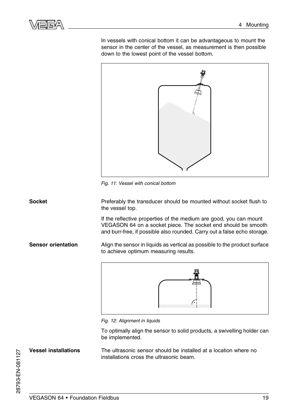 VEGA VEGASON 64 Foundation Fieldbus User Manual | Page 19 / 64
