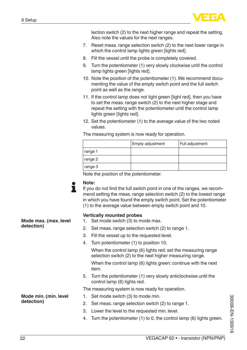 VEGA VEGACAP 62 - transistor (NPN_PNP) User Manual | Page 22 / 44