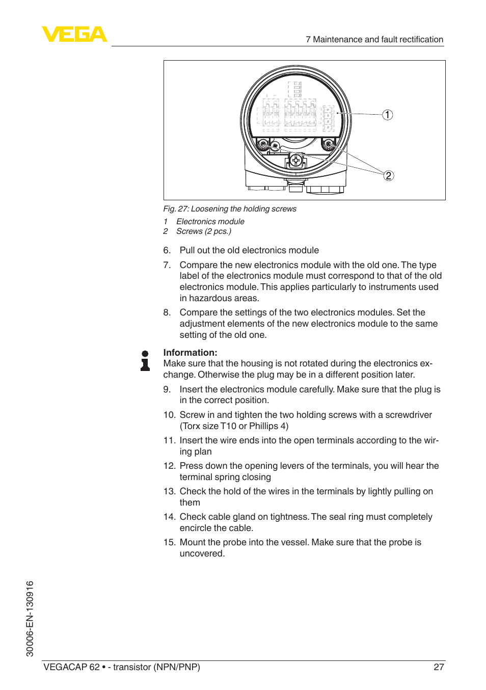 VEGA VEGACAP 62 - transistor (NPN_PNP) User Manual | Page 27 / 44