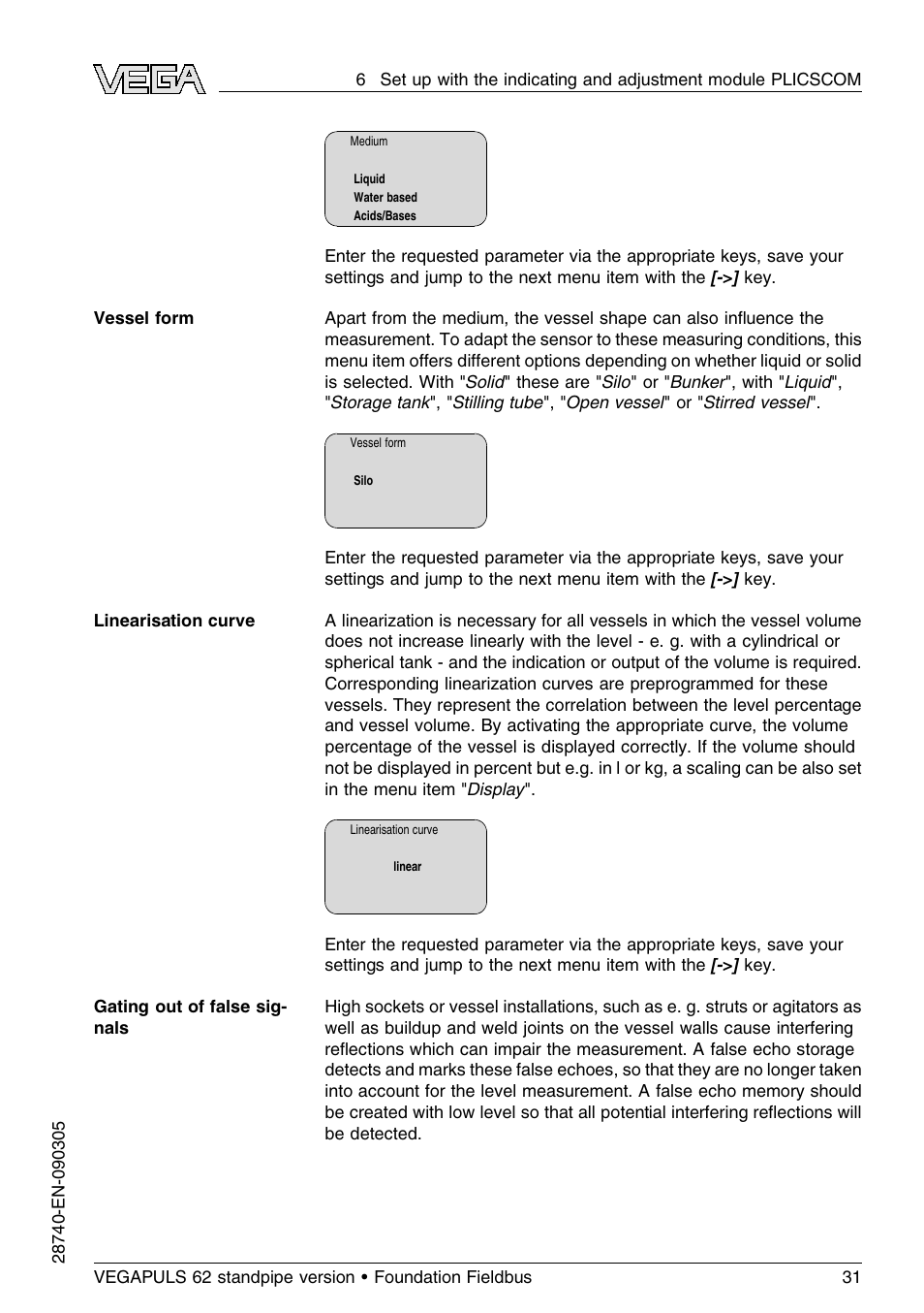 VEGA VEGAPULS 62 (≥ 2.0.0 - ≤ 3.8) standpipe ver. Foundation Fieldbus User Manual | Page 31 / 64
