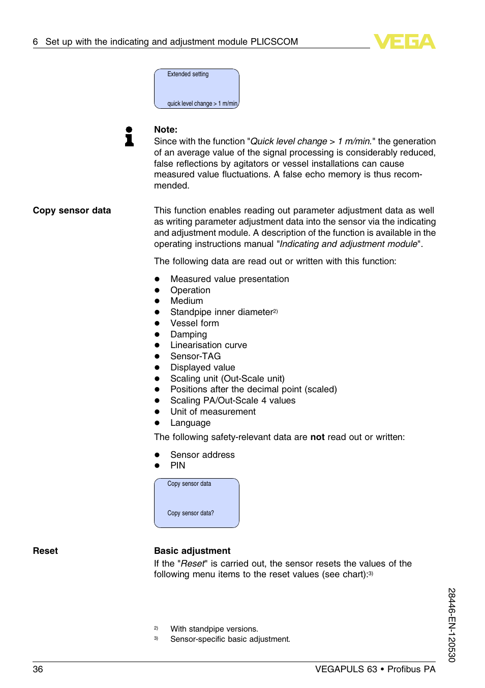 VEGA VEGAPULS 63 (≥ 2.0.0 - ≤ 3.8) Proﬁbus PA User Manual | Page 36 / 68