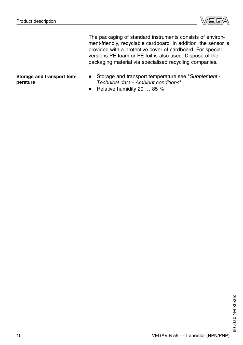 VEGA VEGAVIB 55 - transistor (NPN-PNP) User Manual | Page 10 / 32