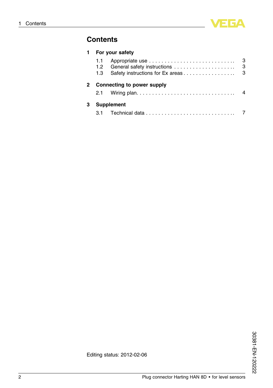 VEGA Plug connector Harting HAN 8D for level sensors User Manual | Page 2 / 12