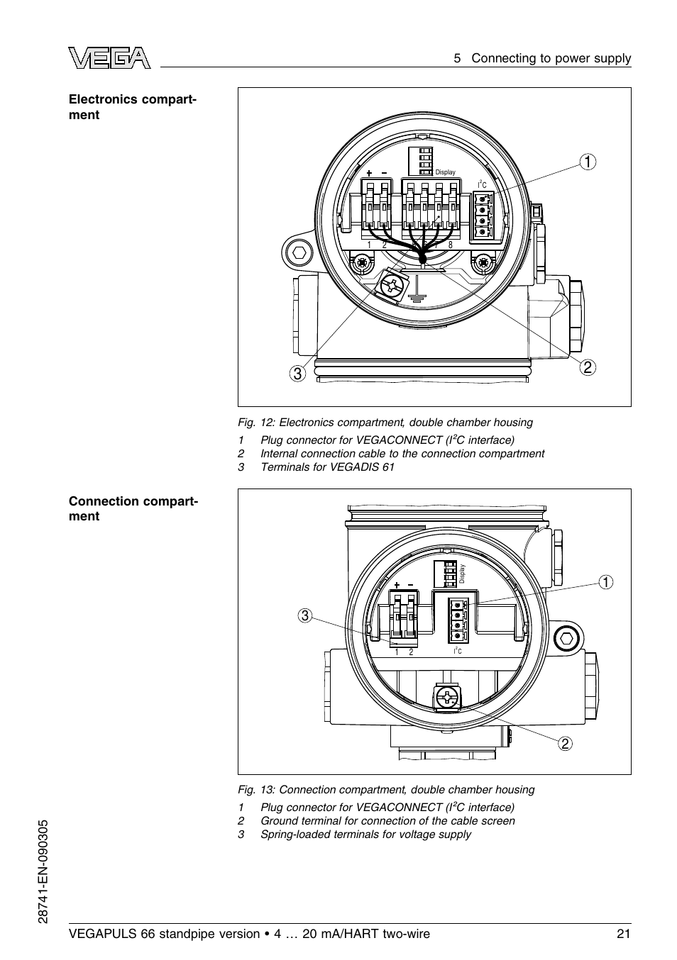 VEGA VEGAPULS 66 (≥ 2.0.0 - ≤ 3.8) standpipe ver. 4 … 20 mA_HART two-wire User Manual | Page 21 / 60