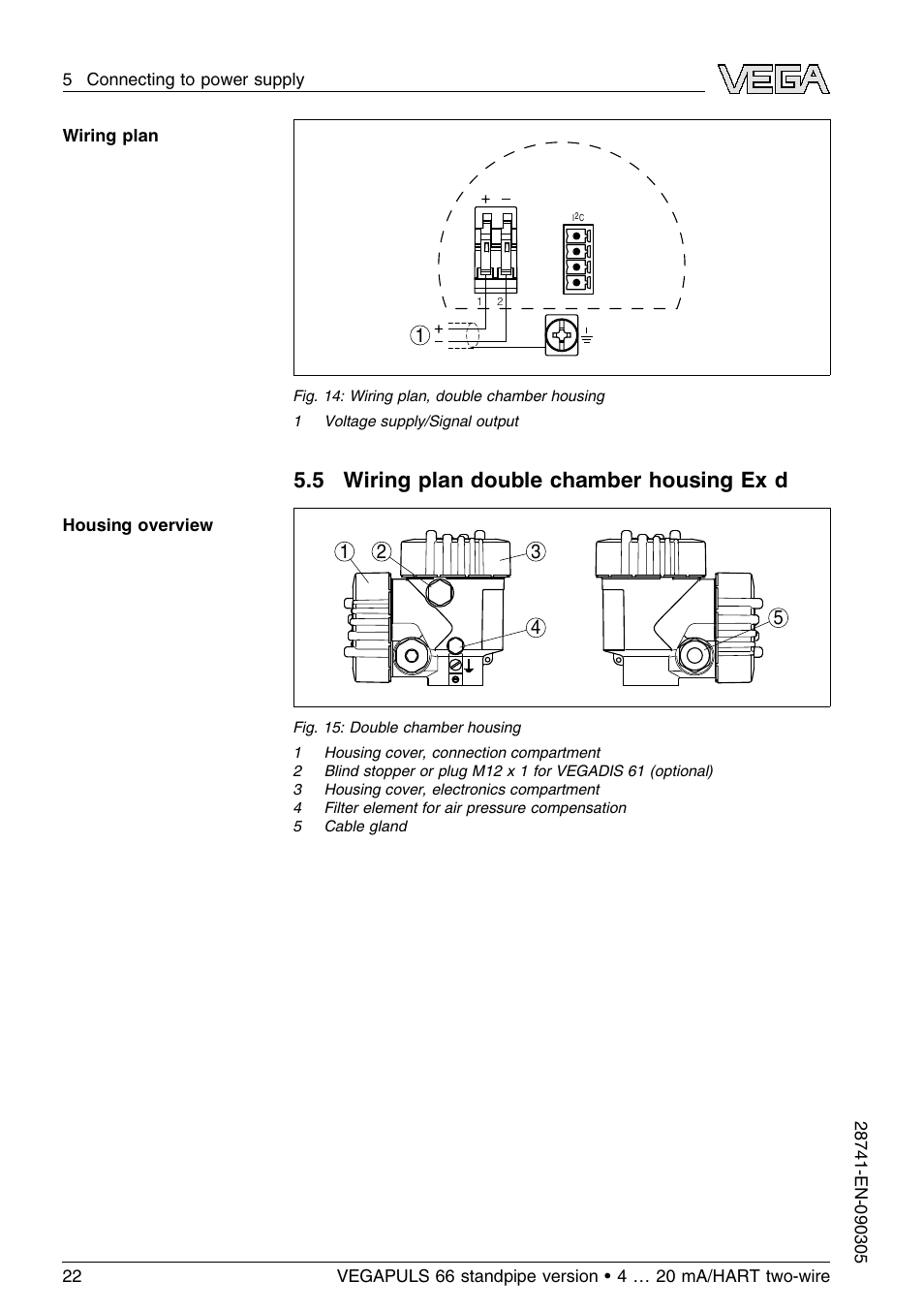 5 wiring plan double chamber housing ex d, 5 wiring plan double chamber housing ex d | VEGA VEGAPULS 66 (≥ 2.0.0 - ≤ 3.8) standpipe ver. 4 … 20 mA_HART two-wire User Manual | Page 22 / 60