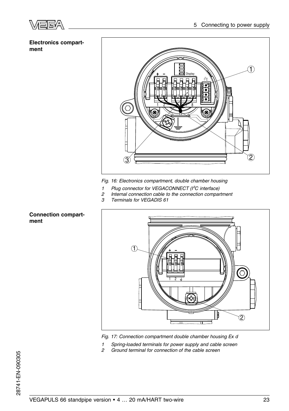 VEGA VEGAPULS 66 (≥ 2.0.0 - ≤ 3.8) standpipe ver. 4 … 20 mA_HART two-wire User Manual | Page 23 / 60