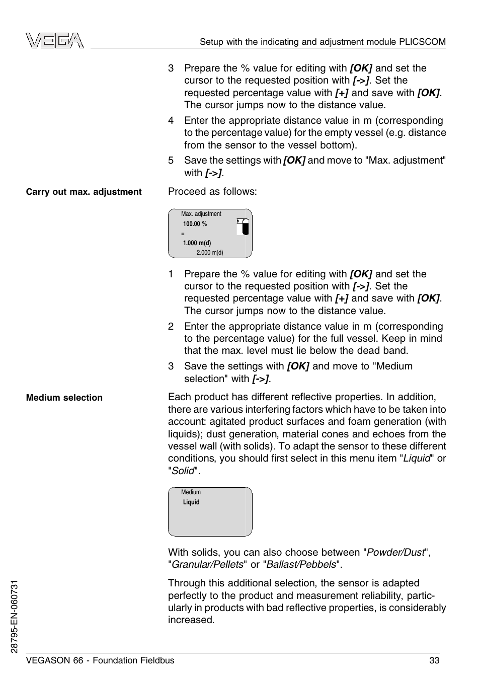 VEGA VEGASON 66 Foundation Fieldbus User Manual | Page 33 / 60