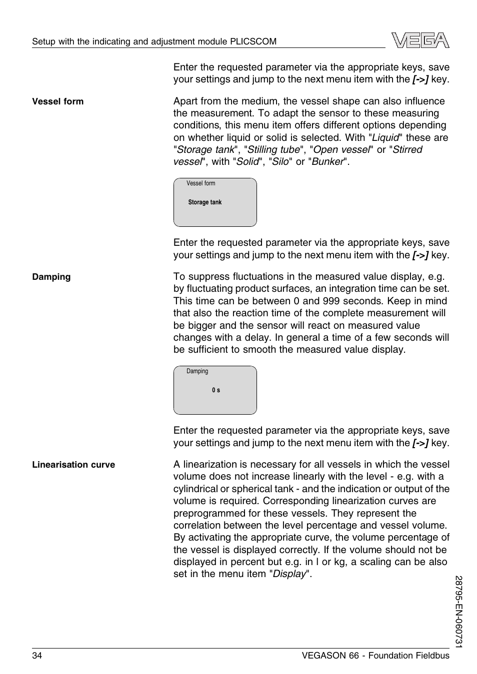 VEGA VEGASON 66 Foundation Fieldbus User Manual | Page 34 / 60