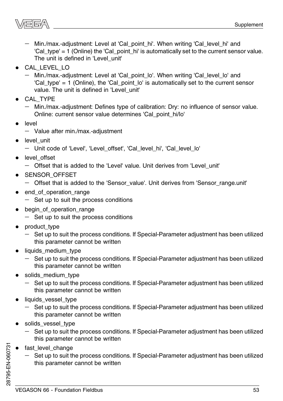 VEGA VEGASON 66 Foundation Fieldbus User Manual | Page 53 / 60