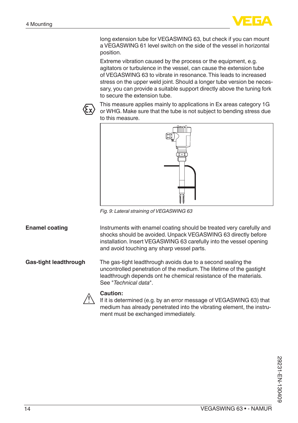 VEGA VEGASWING 63 - NAMUR User Manual | Page 14 / 40