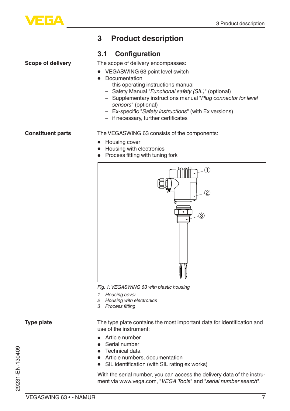 3 product description | VEGA VEGASWING 63 - NAMUR User Manual | Page 7 / 40