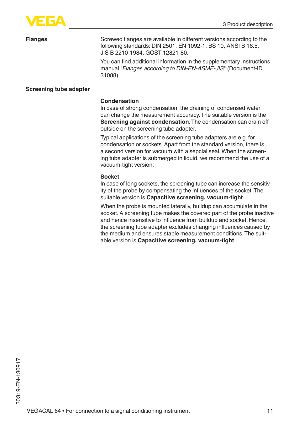 VEGA VEGACAL 64 For connection to a signal conditioning instrument User Manual | Page 11 / 36