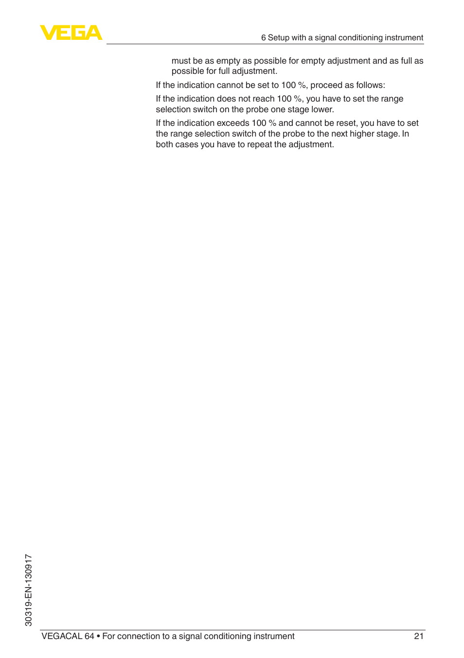 VEGA VEGACAL 64 For connection to a signal conditioning instrument User Manual | Page 21 / 36