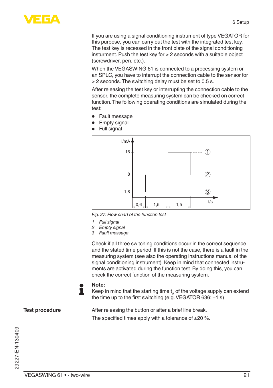 VEGA VEGASWING 61 - two-wire User Manual | Page 21 / 40