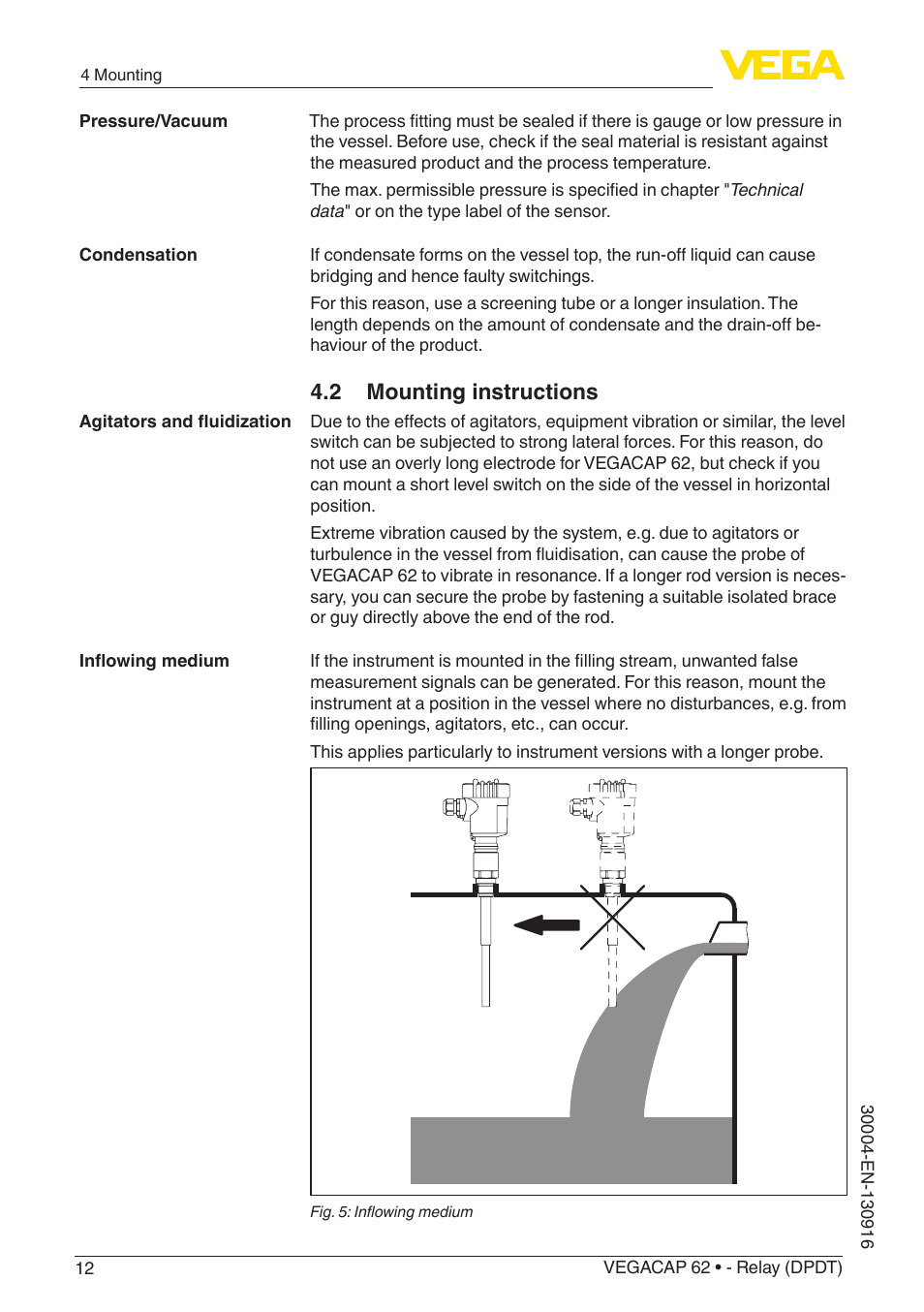 2 mounting instructions | VEGA VEGACAP 62 - Relay (DPDT) User Manual | Page 12 / 40