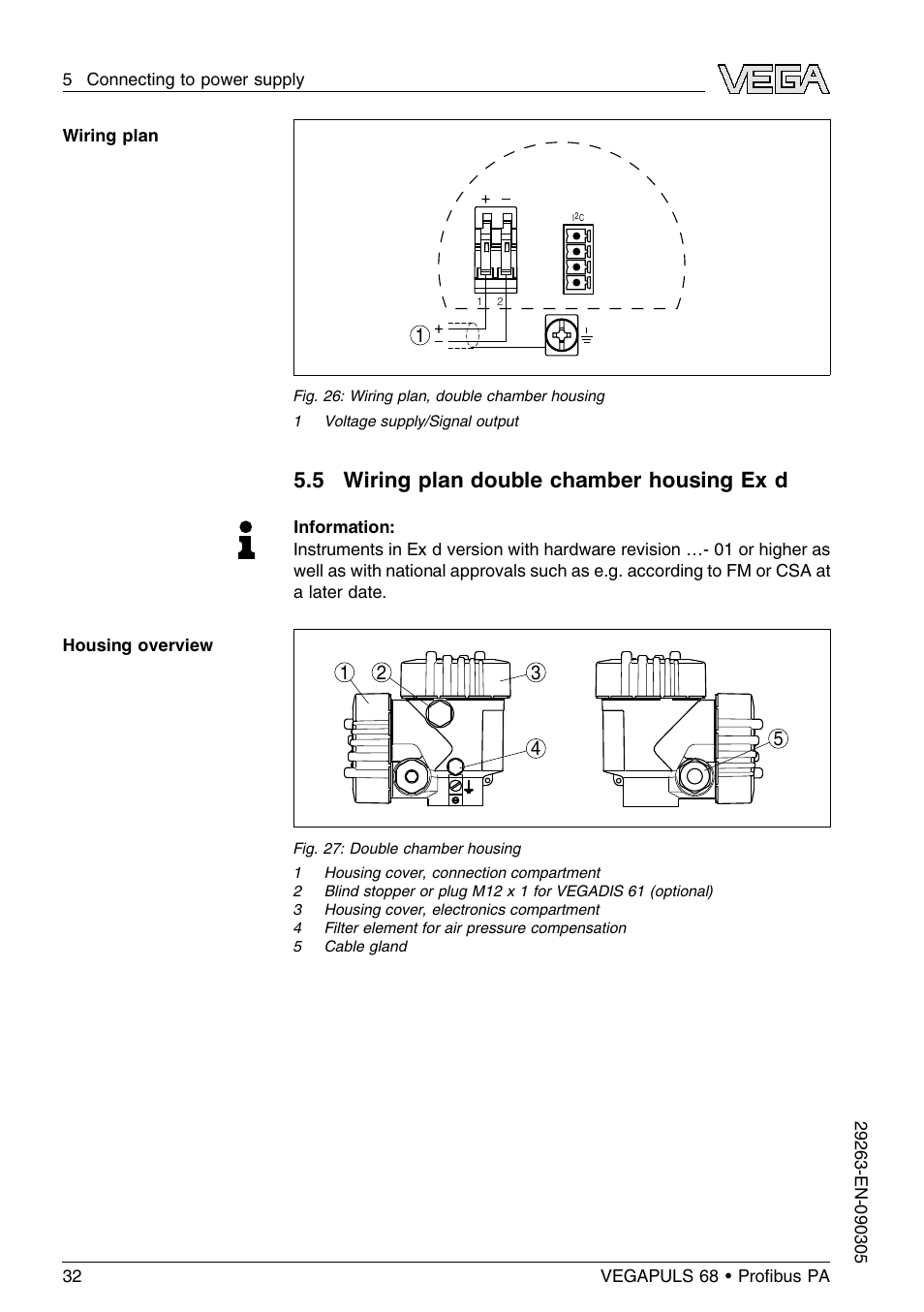 5 wiring plan double chamber housing ex d, 5 wiring plan double chamber housing ex d | VEGA VEGAPULS 68 (≥ 2.0.0 - ≤ 3.8) Proﬁbus PA User Manual | Page 32 / 80