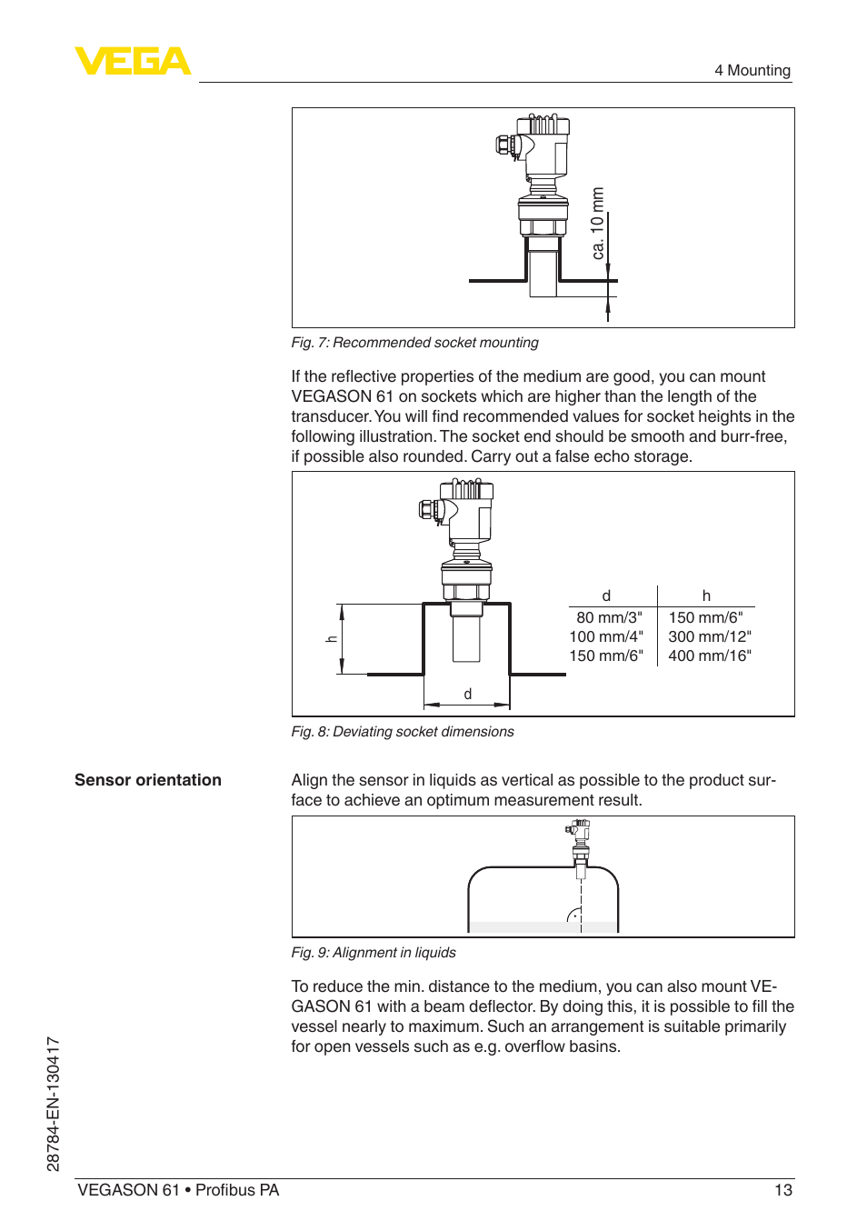 VEGA VEGASON 61 Profibus PA User Manual | Page 13 / 52
