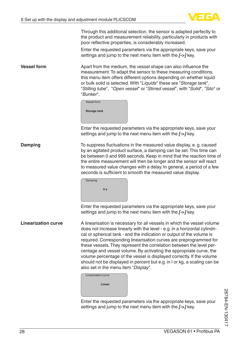 VEGA VEGASON 61 Profibus PA User Manual | Page 28 / 52