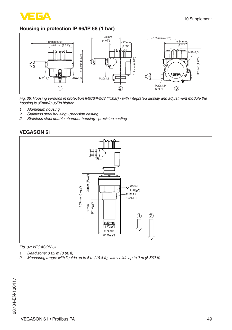 Vegason 61, 10 supplement | VEGA VEGASON 61 Profibus PA User Manual | Page 49 / 52