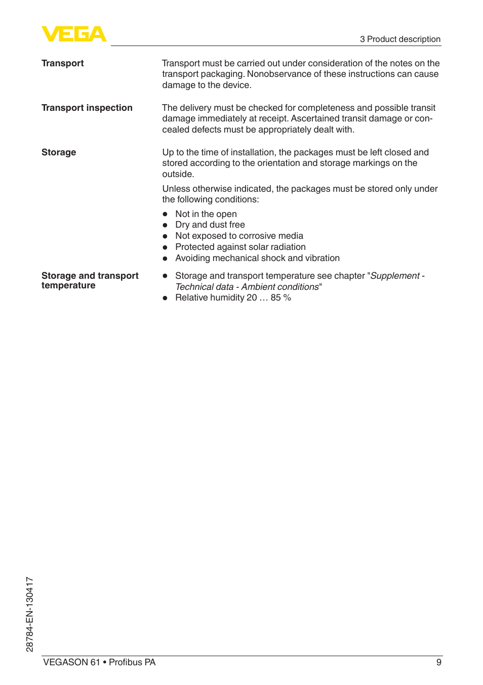 VEGA VEGASON 61 Profibus PA User Manual | Page 9 / 52