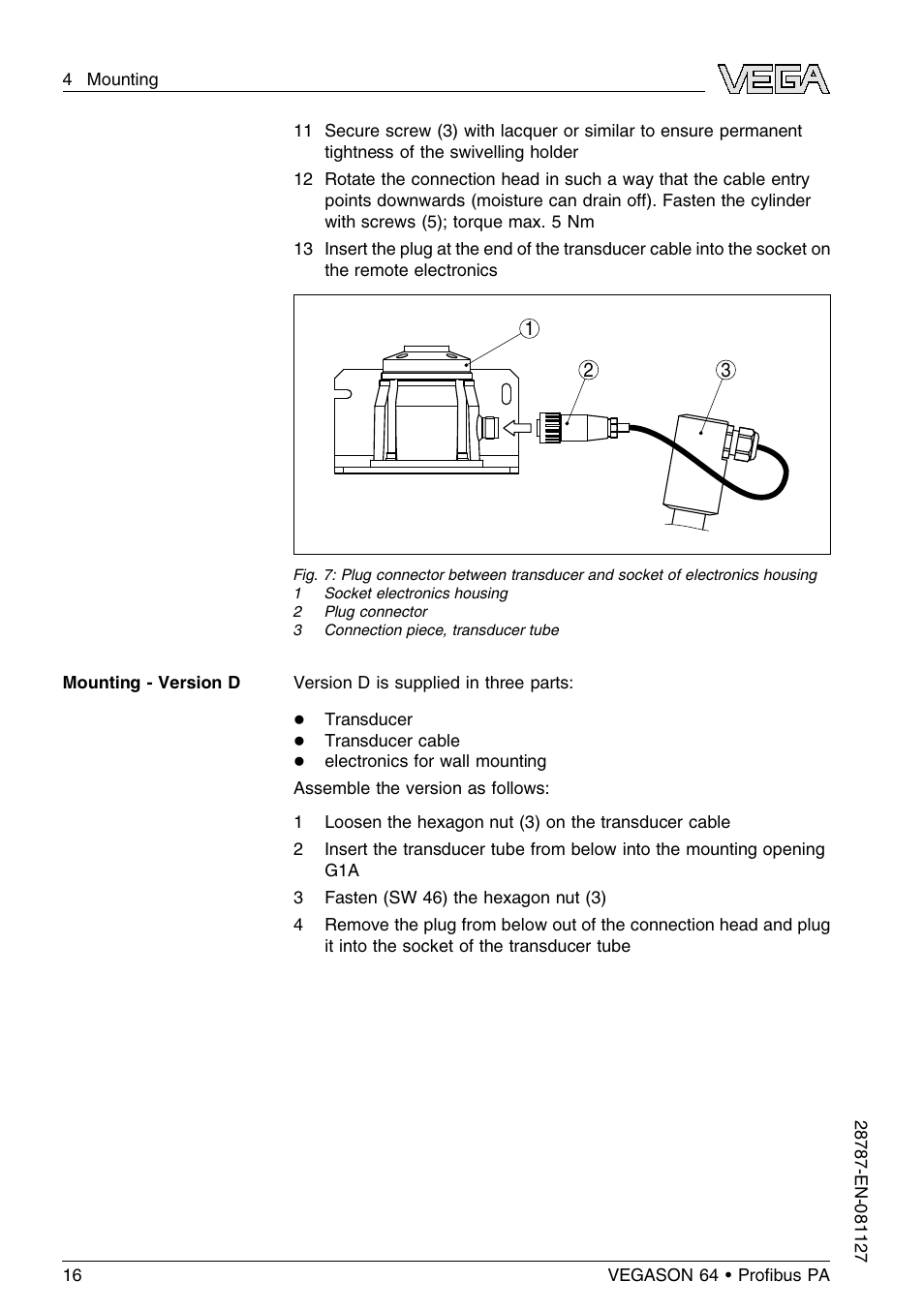 VEGA VEGASON 64 Proﬁbus PA User Manual | Page 16 / 64