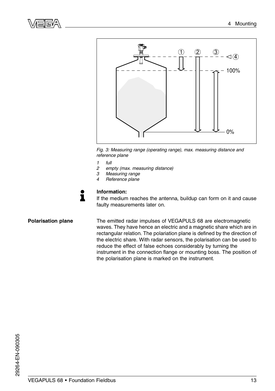 VEGA VEGAPULS 68 (≥ 2.0.0 - ≤ 3.8) Foundation Fieldbus User Manual | Page 13 / 84