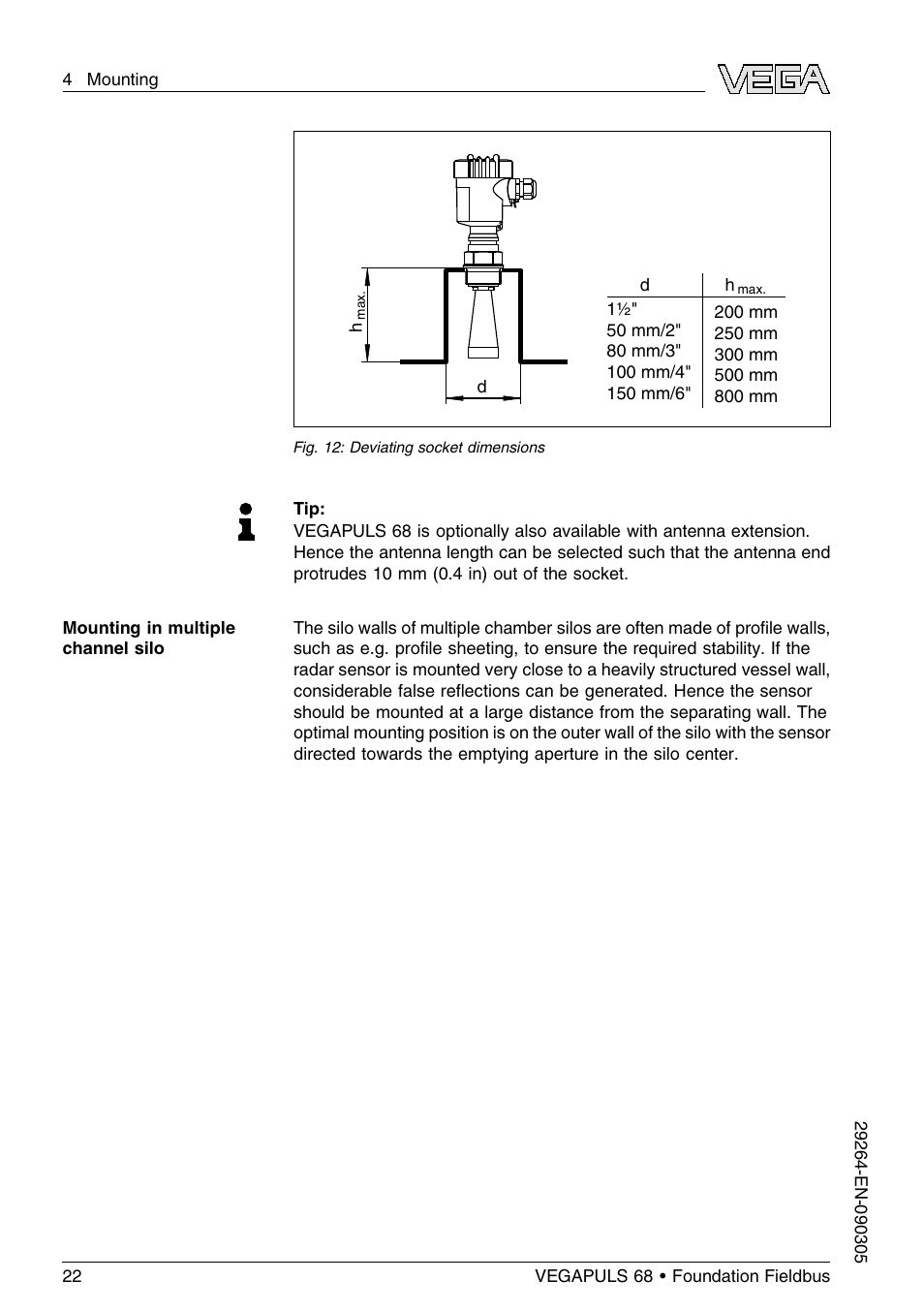 VEGA VEGAPULS 68 (≥ 2.0.0 - ≤ 3.8) Foundation Fieldbus User Manual | Page 22 / 84