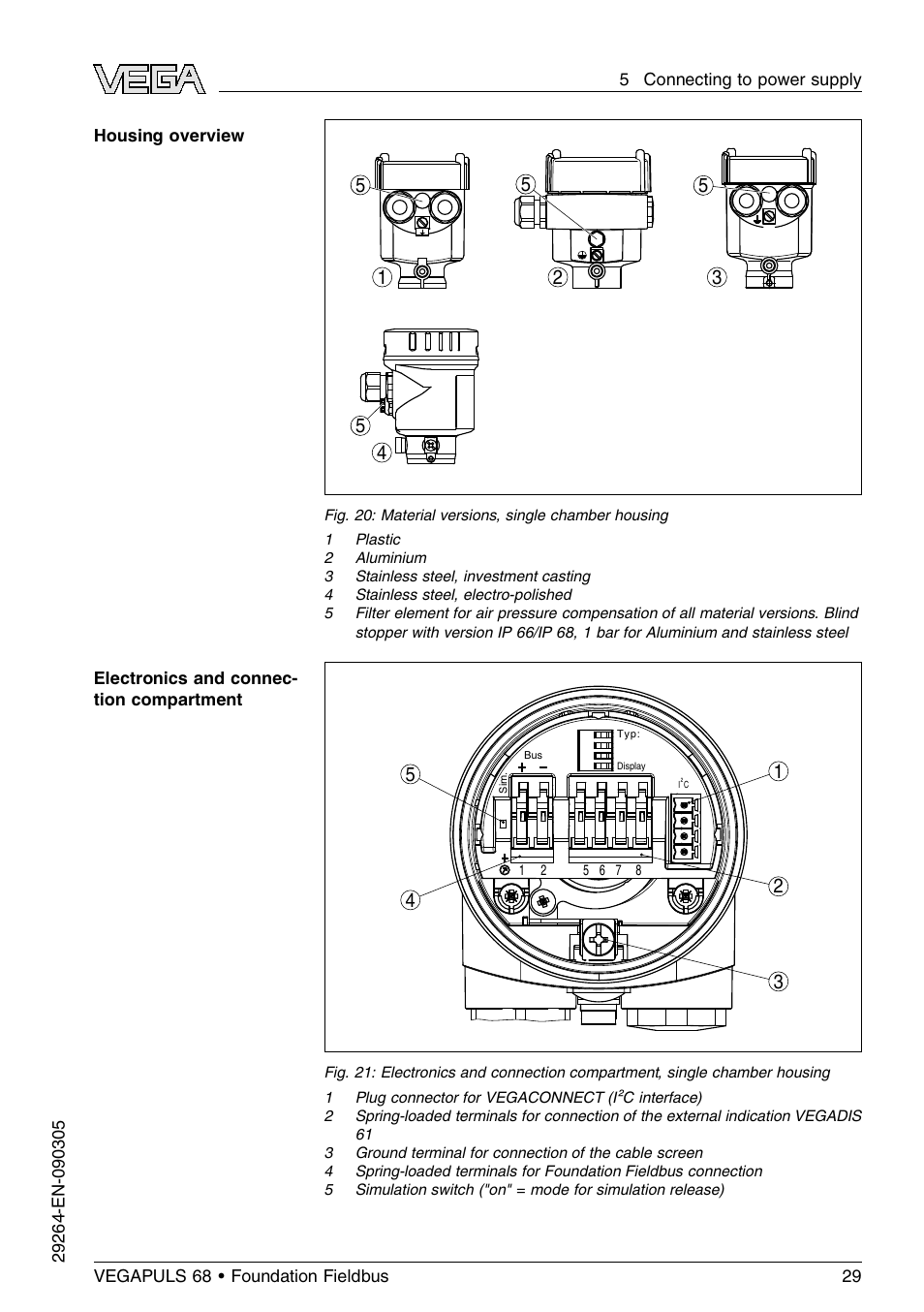 VEGA VEGAPULS 68 (≥ 2.0.0 - ≤ 3.8) Foundation Fieldbus User Manual | Page 29 / 84