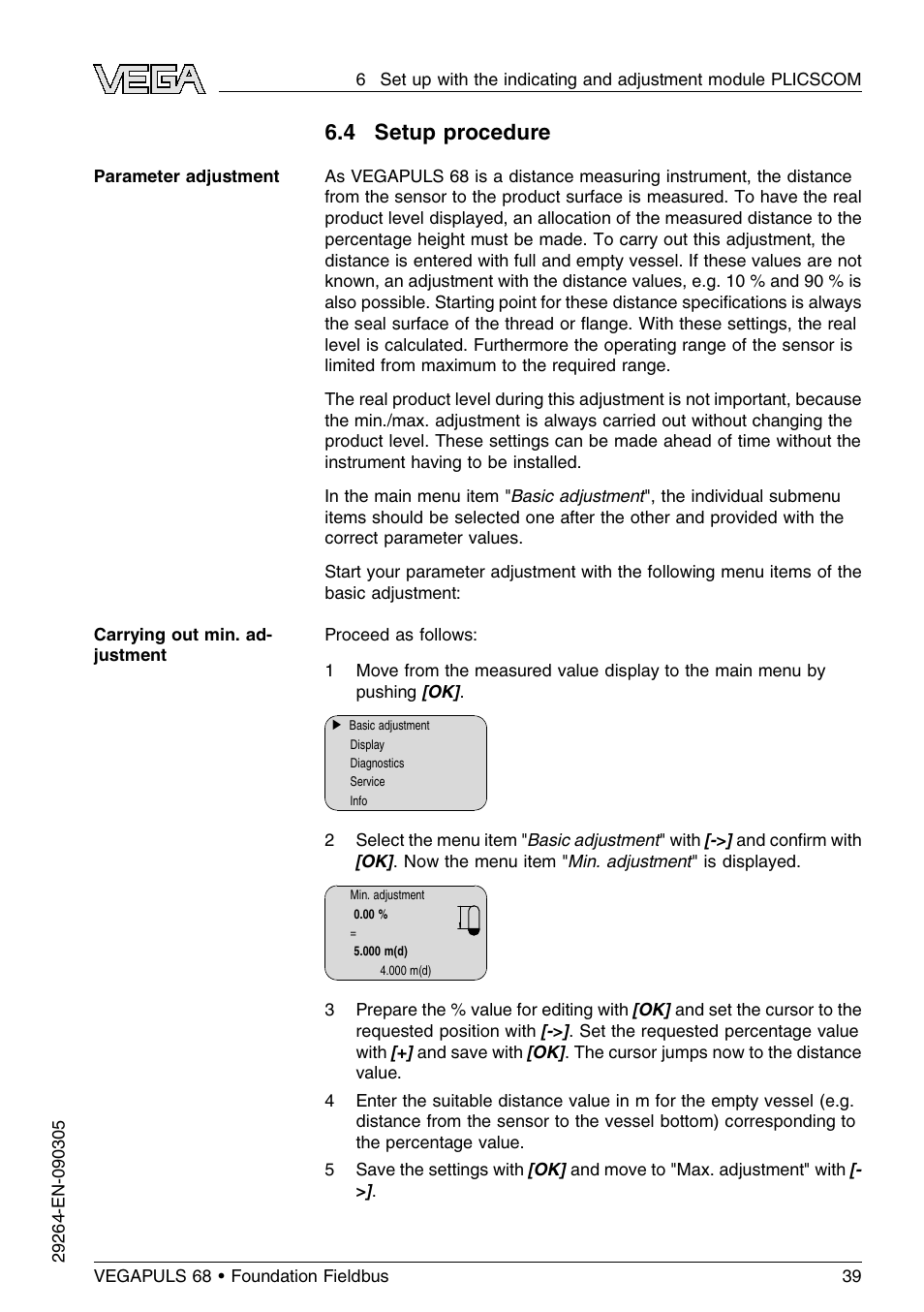 4 setup procedure | VEGA VEGAPULS 68 (≥ 2.0.0 - ≤ 3.8) Foundation Fieldbus User Manual | Page 39 / 84