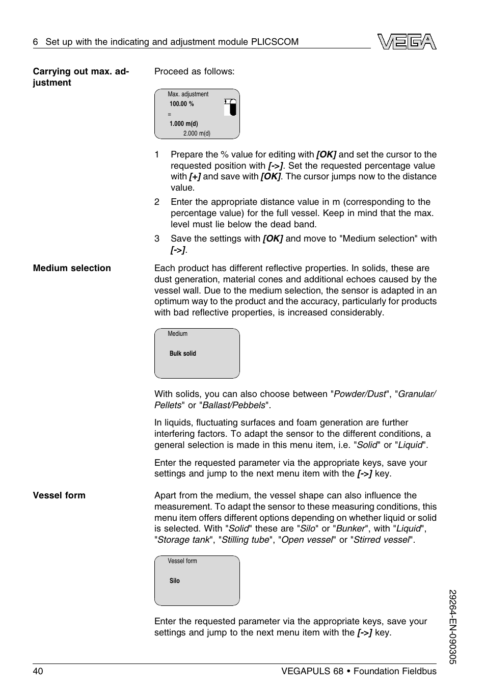VEGA VEGAPULS 68 (≥ 2.0.0 - ≤ 3.8) Foundation Fieldbus User Manual | Page 40 / 84