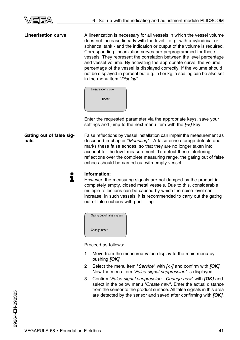 VEGA VEGAPULS 68 (≥ 2.0.0 - ≤ 3.8) Foundation Fieldbus User Manual | Page 41 / 84