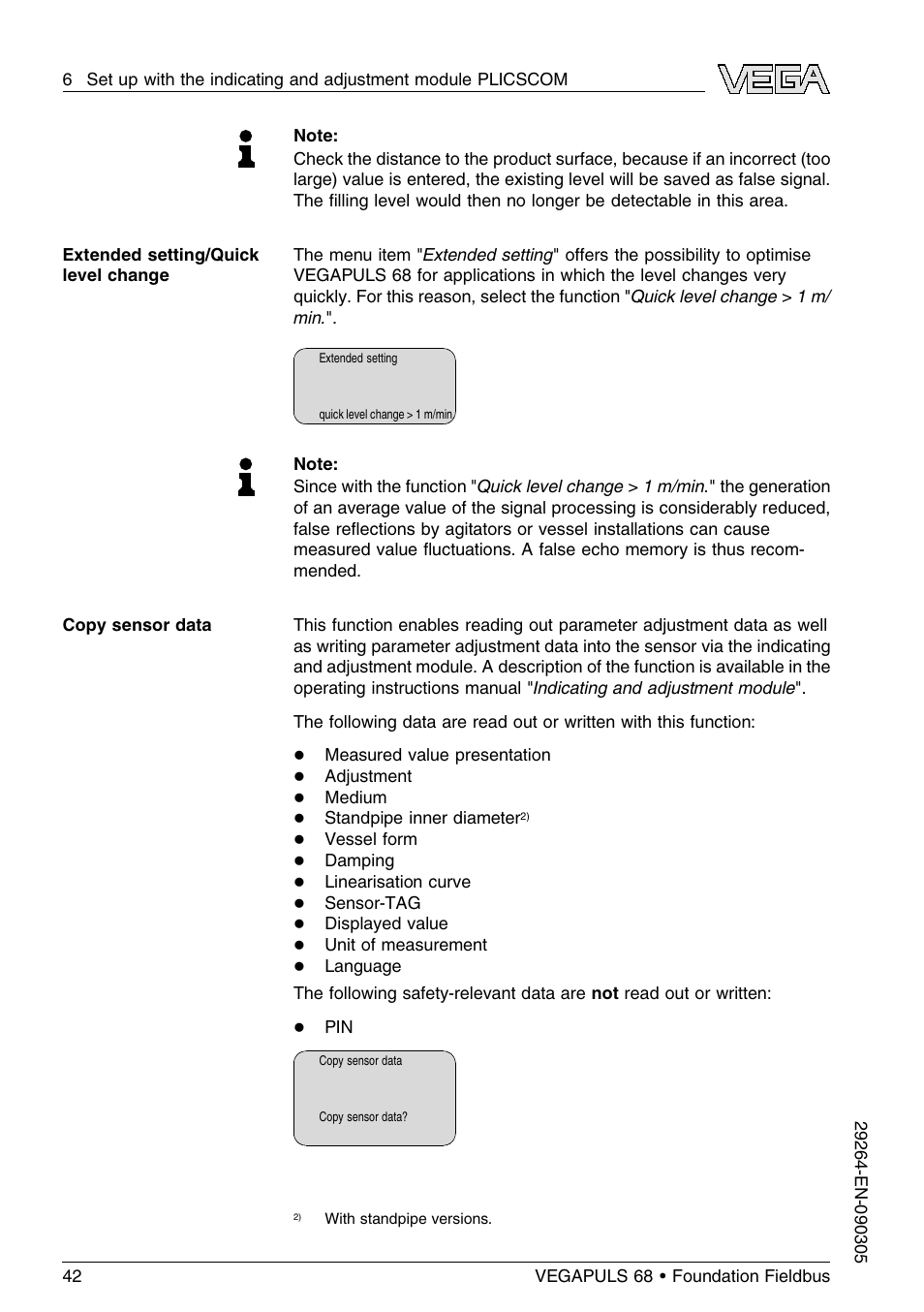 VEGA VEGAPULS 68 (≥ 2.0.0 - ≤ 3.8) Foundation Fieldbus User Manual | Page 42 / 84