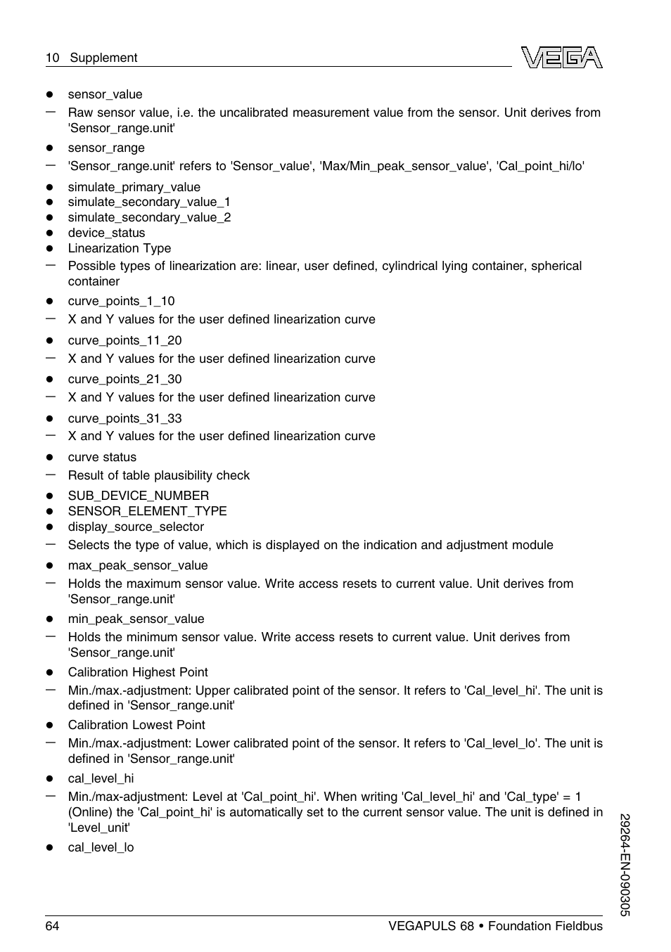 VEGA VEGAPULS 68 (≥ 2.0.0 - ≤ 3.8) Foundation Fieldbus User Manual | Page 64 / 84