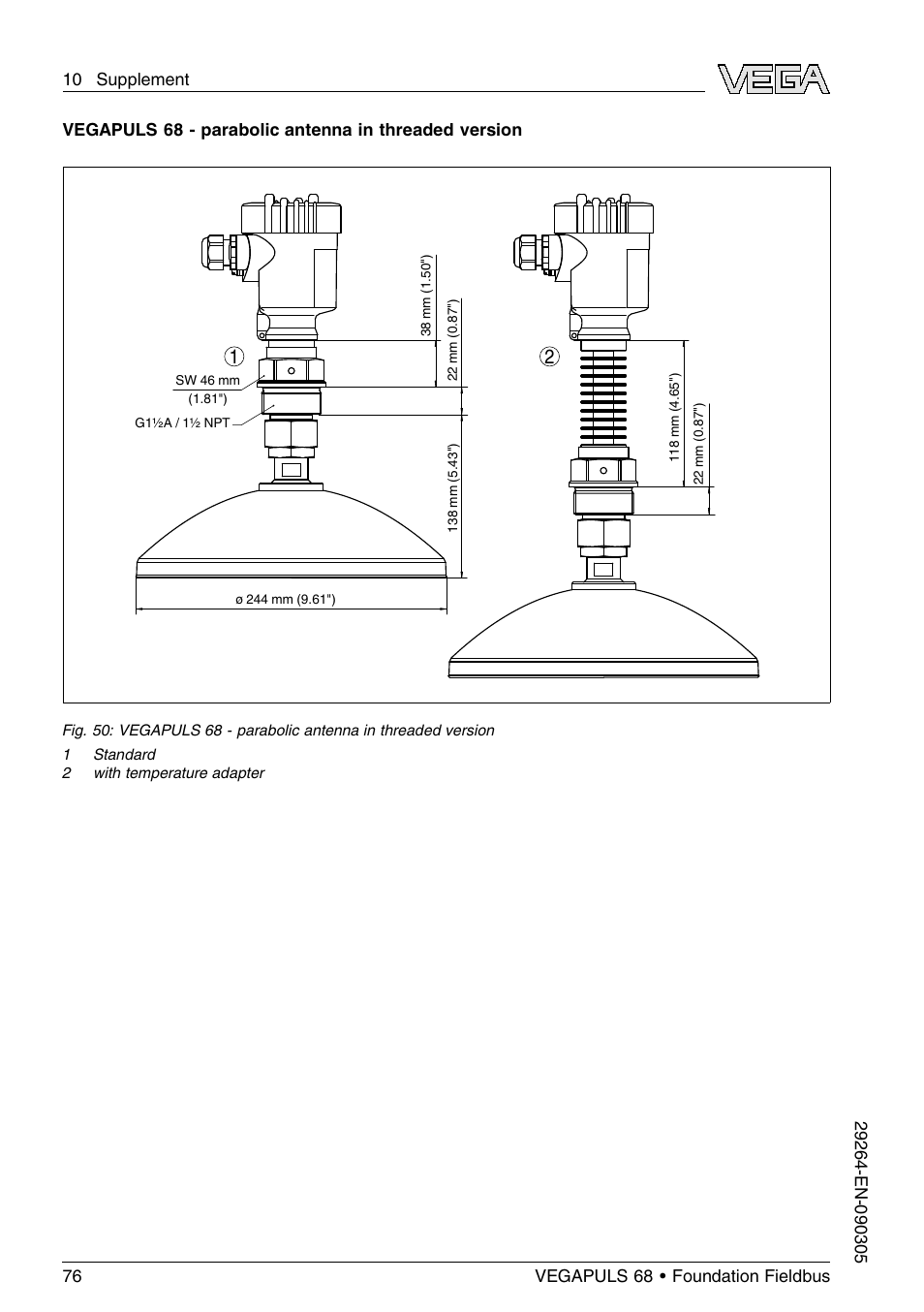 VEGA VEGAPULS 68 (≥ 2.0.0 - ≤ 3.8) Foundation Fieldbus User Manual | Page 76 / 84