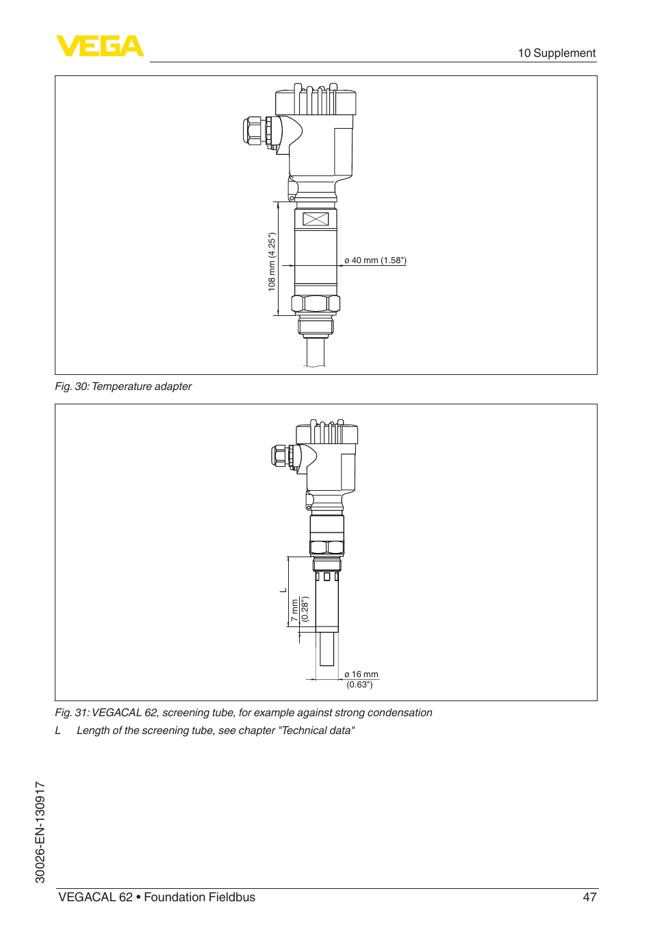 VEGA VEGACAL 62 Foundation Fieldbus User Manual | Page 47 / 52