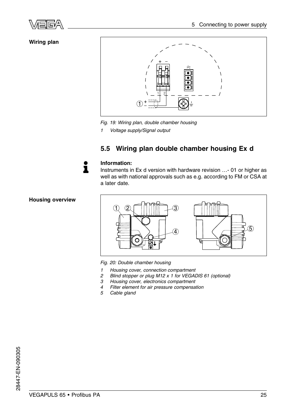 5 wiring plan double chamber housing ex d, 5 wiring plan double chamber housing ex d | VEGA VEGAPULS 65 (≥ 2.0.0 - ≤ 3.8) Proﬁbus PA User Manual | Page 25 / 64