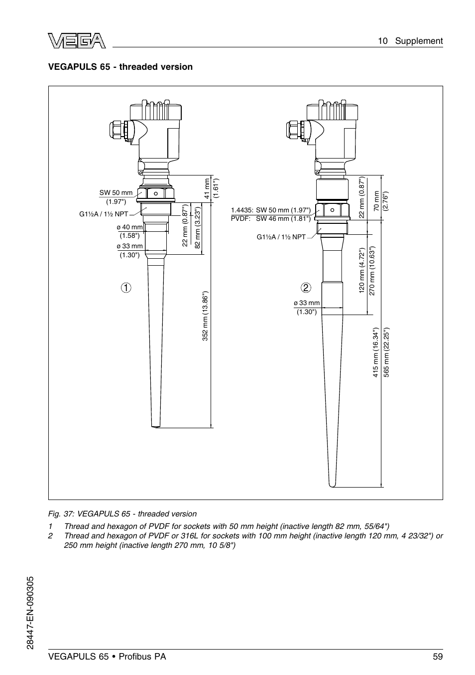 VEGA VEGAPULS 65 (≥ 2.0.0 - ≤ 3.8) Proﬁbus PA User Manual | Page 59 / 64