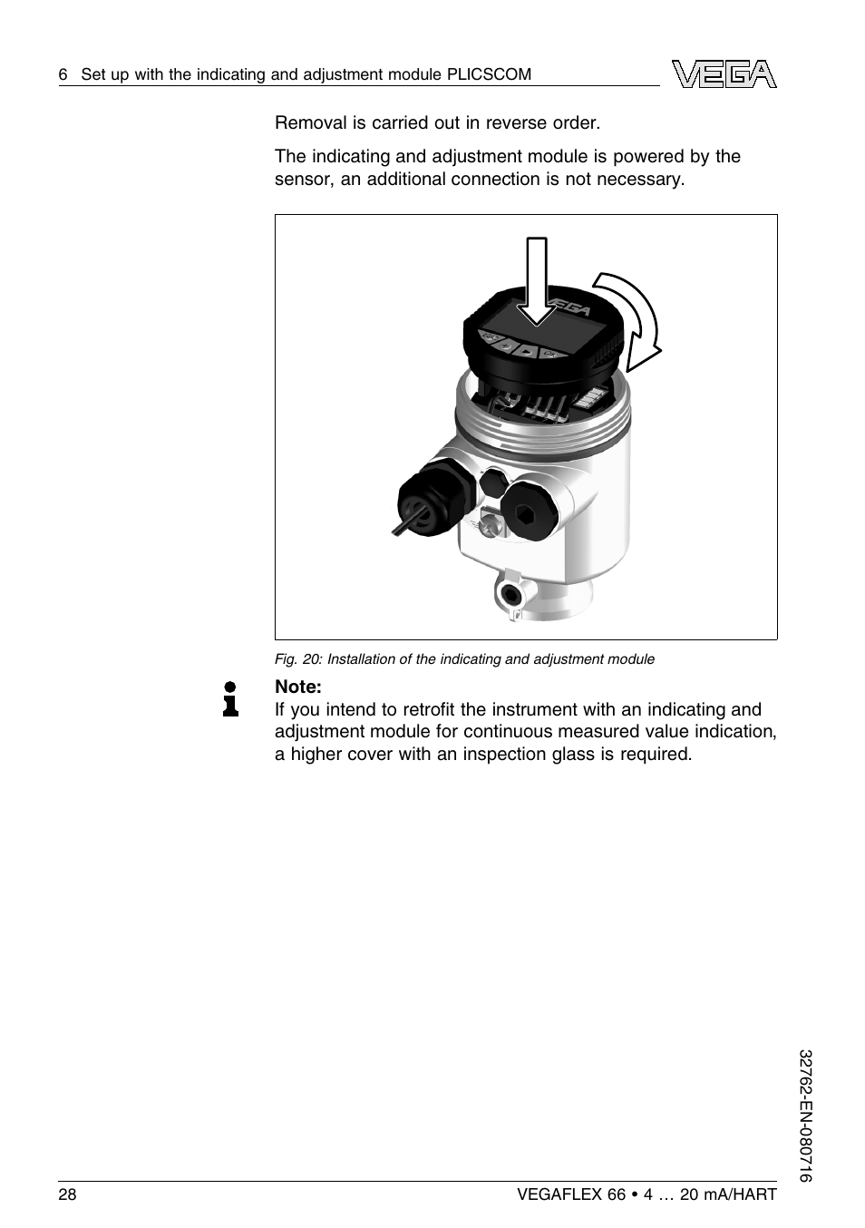 VEGA VEGAFLEX 66 (-110…+400°C) 4 … 20 mA_HART User Manual | Page 28 / 64