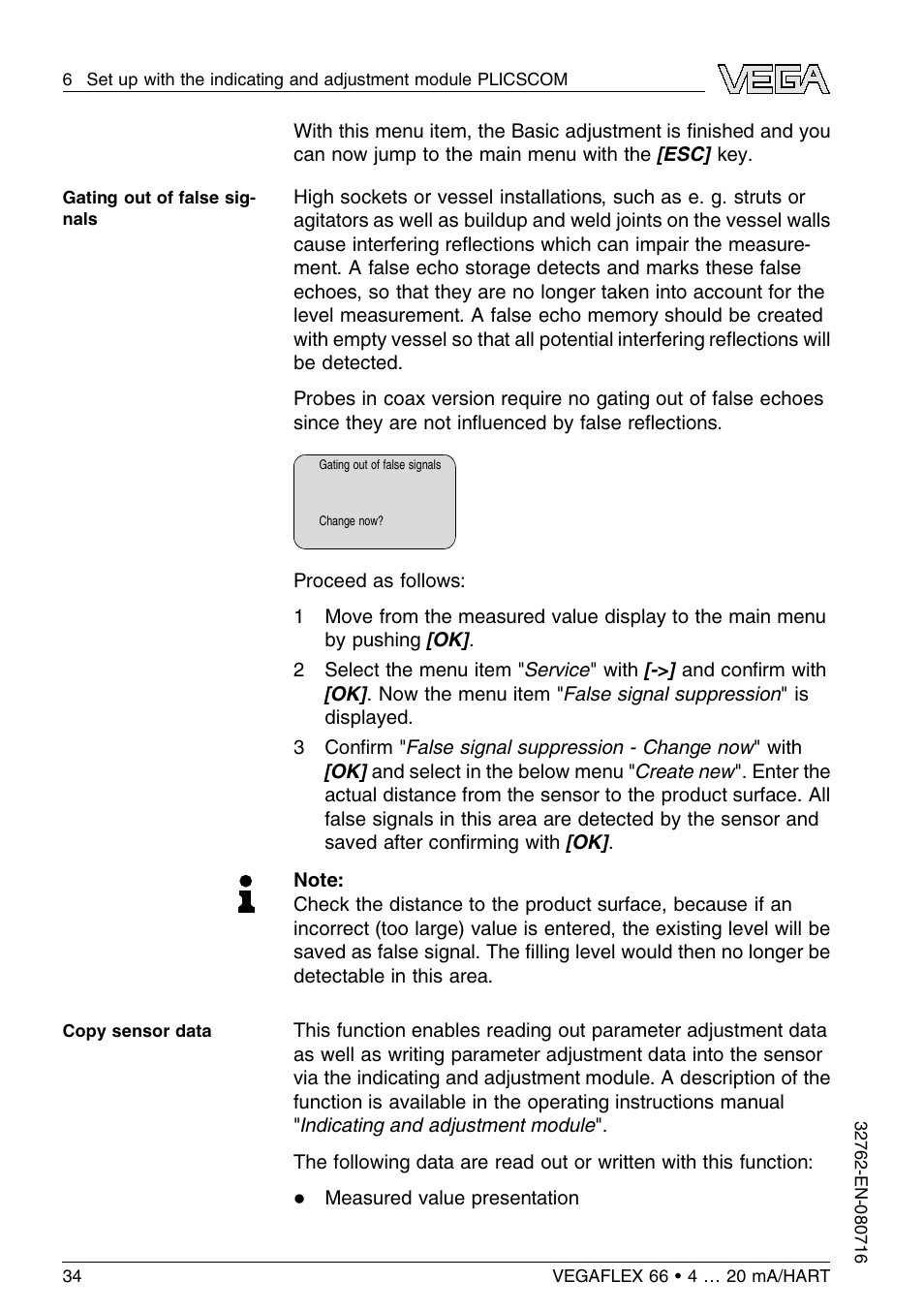 VEGA VEGAFLEX 66 (-110…+400°C) 4 … 20 mA_HART User Manual | Page 34 / 64