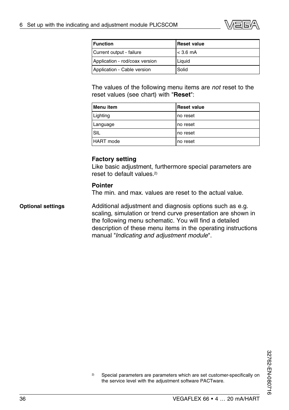 VEGA VEGAFLEX 66 (-110…+400°C) 4 … 20 mA_HART User Manual | Page 36 / 64