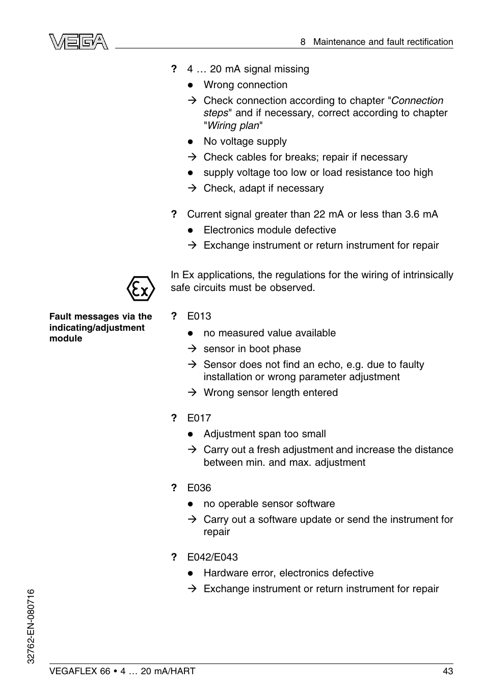 VEGA VEGAFLEX 66 (-110…+400°C) 4 … 20 mA_HART User Manual | Page 43 / 64