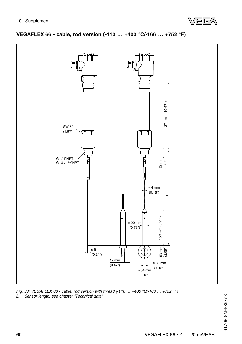 VEGA VEGAFLEX 66 (-110…+400°C) 4 … 20 mA_HART User Manual | Page 60 / 64