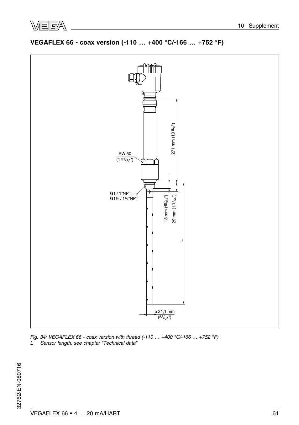 VEGA VEGAFLEX 66 (-110…+400°C) 4 … 20 mA_HART User Manual | Page 61 / 64