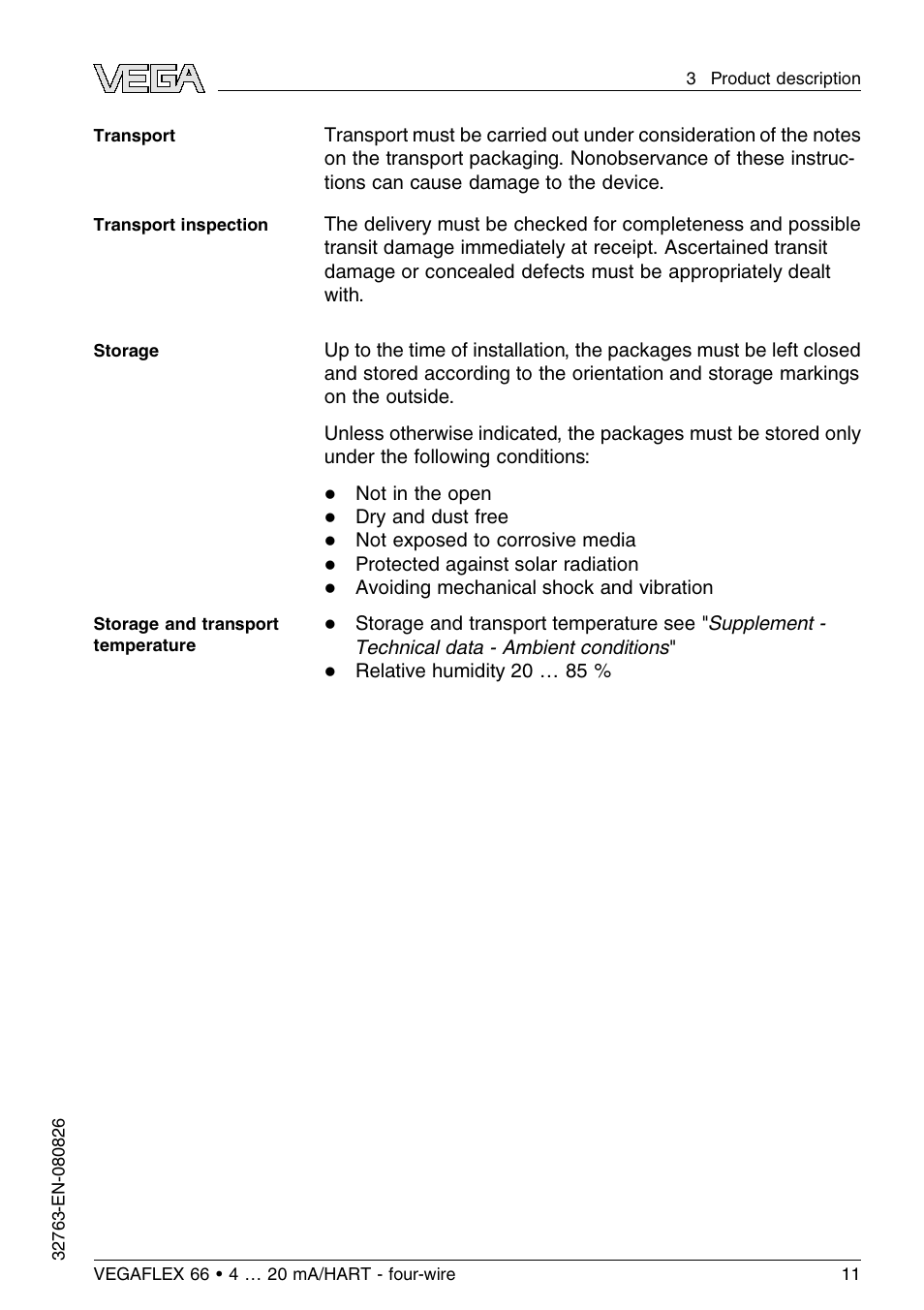 VEGA VEGAFLEX 66 (-110…+400°C) 4 … 20 mA_HART - four-wire User Manual | Page 11 / 56