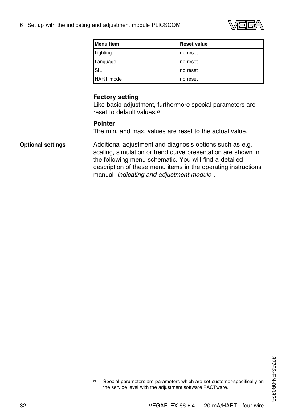 VEGA VEGAFLEX 66 (-110…+400°C) 4 … 20 mA_HART - four-wire User Manual | Page 32 / 56