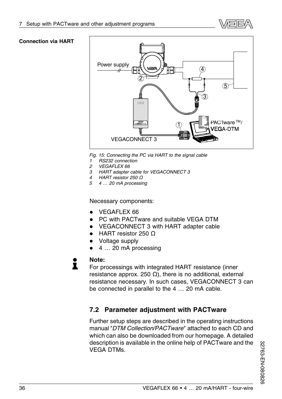2 parameter adjustment with pactware | VEGA VEGAFLEX 66 (-110…+400°C) 4 … 20 mA_HART - four-wire User Manual | Page 36 / 56