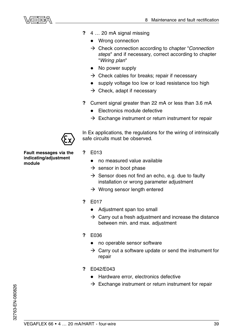 VEGA VEGAFLEX 66 (-110…+400°C) 4 … 20 mA_HART - four-wire User Manual | Page 39 / 56