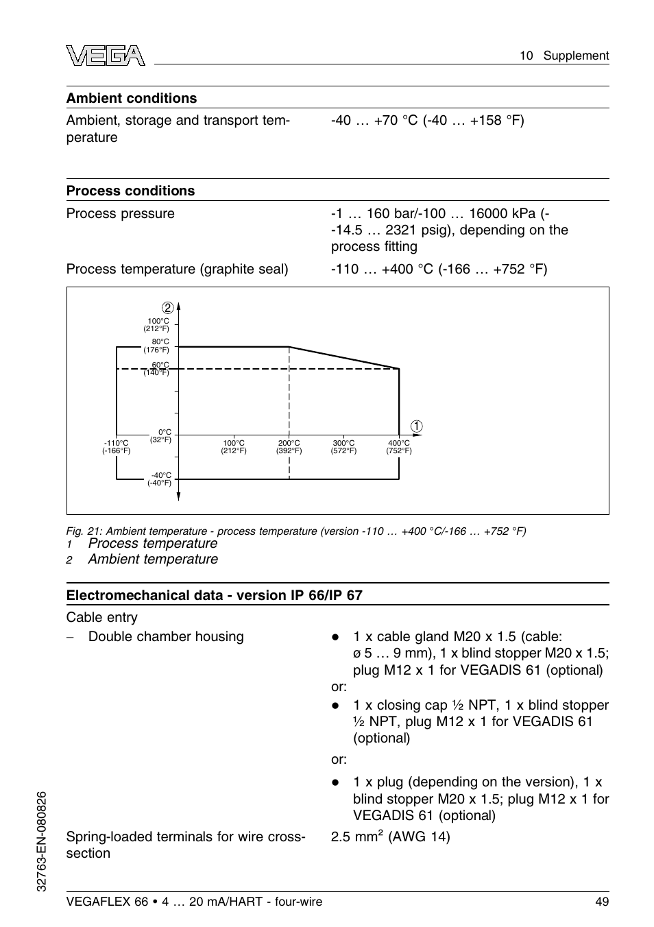 VEGA VEGAFLEX 66 (-110…+400°C) 4 … 20 mA_HART - four-wire User Manual | Page 49 / 56