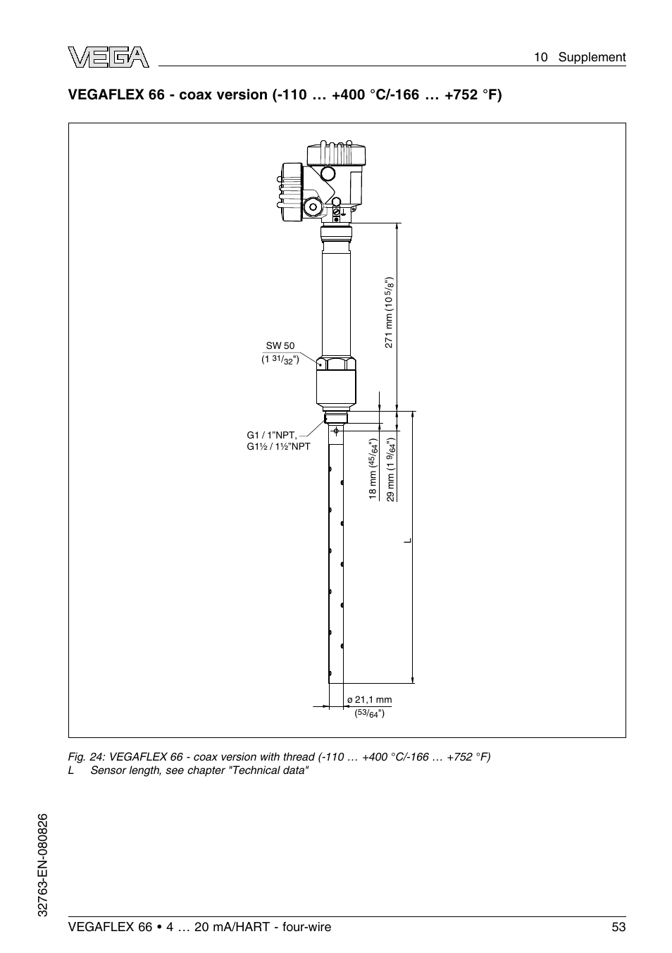 VEGA VEGAFLEX 66 (-110…+400°C) 4 … 20 mA_HART - four-wire User Manual | Page 53 / 56