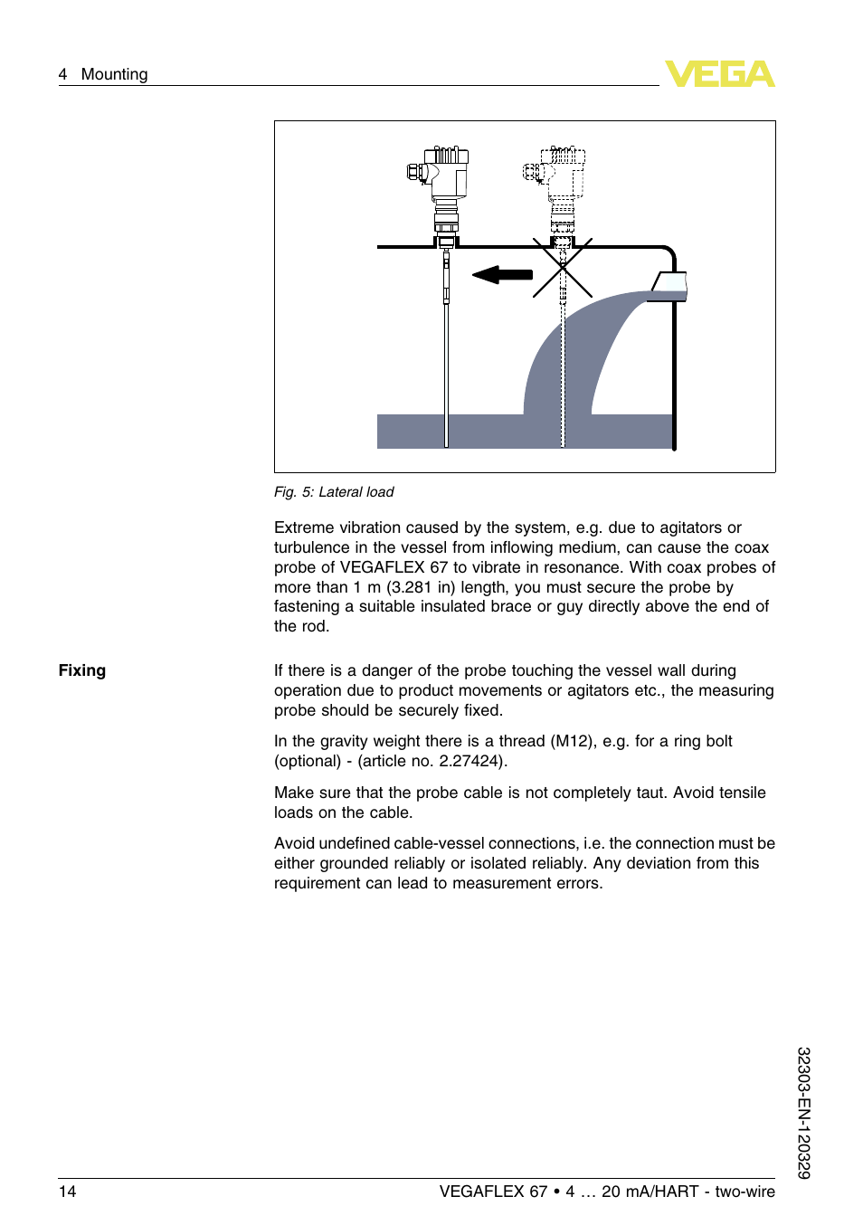 VEGA VEGAFLEX 67 (-40…+150°C PFA insulated) 4 … 20 mA_HART two-wire User Manual | Page 14 / 60